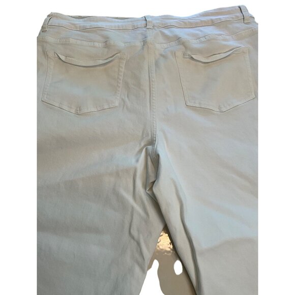 LOGO by Lori Goldstein Skinny Capri Length White Denim Tan Fringe Hem Size 18W - Picture 9 of 11